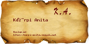 Kárpi Anita névjegykártya