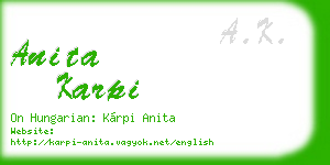 anita karpi business card